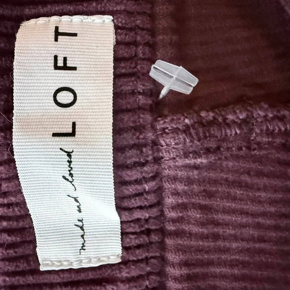LOFT Corduroy Pants 10 Purple Straight Leg High Rise 752601 Preppy Academia